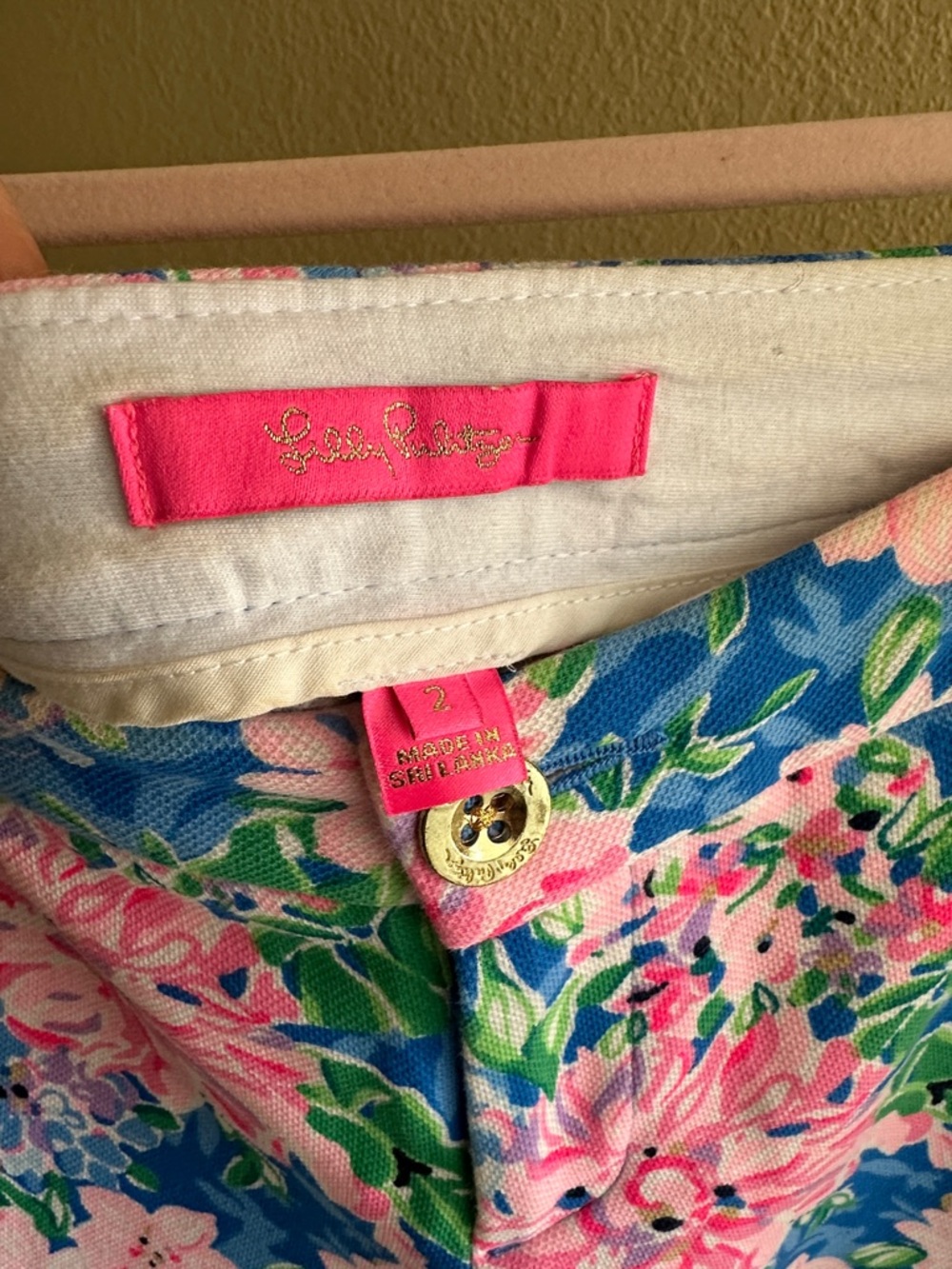 Lilly Pulitzer Pink & Blue Floral Scallop-Hem Shorts - Picture 3 of 9